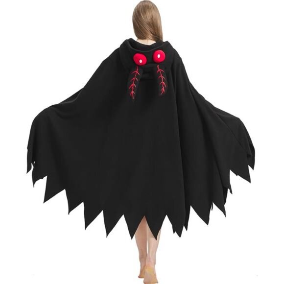 Mothman Costume Mothman Cosplay Hooded Cape Halloween Costume for Women and Men - Picture 5 of 7